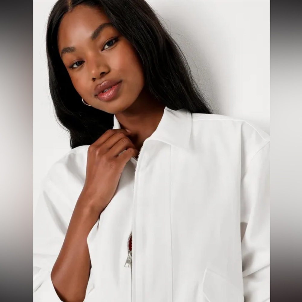 Lulus Versatile Essential White Twill Utility Jacket